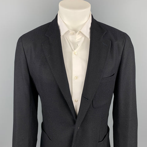 LORO PIANA Size 38 Black Cashmere Notch Lapel Sport Coat