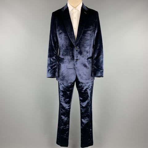 PAUL SMITH Size 42 Regular Navy Velvet Notch Lapel Suit