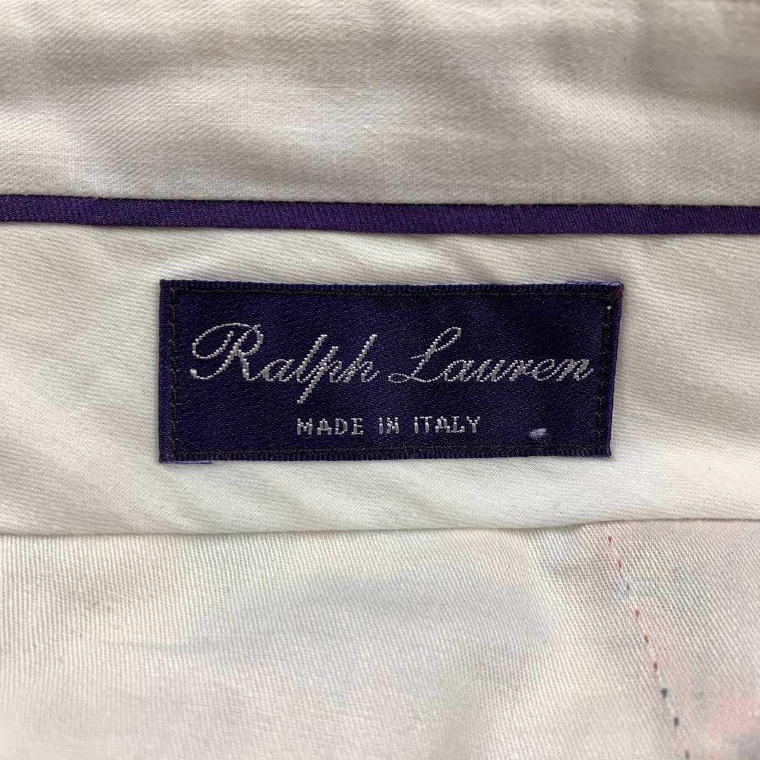 RALPH LAUREN Purple Label Size 32 Yellow Print Cotton Zip Fly Casual Pants