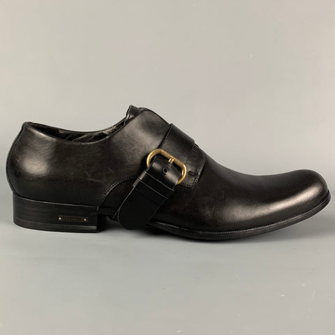 DSQUARED2 Size 11 Black Leather Belted Loafers