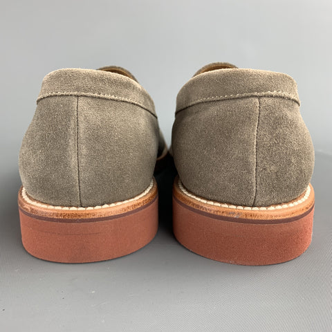J CREW Size 8.5 Taupe Suede Penny Strap Slip On Loafers