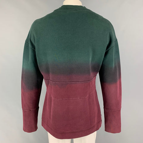 RAF SIMONS AW 12 Size L Green Burgundy Ombre Cotton Polyester Crew-Neck Pullover