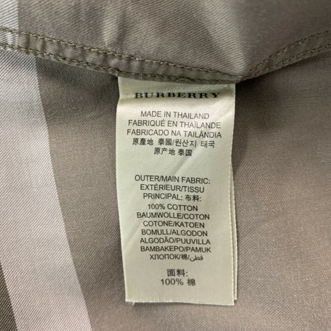 BURBERRY BRIT Size L Olive & Taupe Plaid Cotton Button Down Short Sleeve Shirt