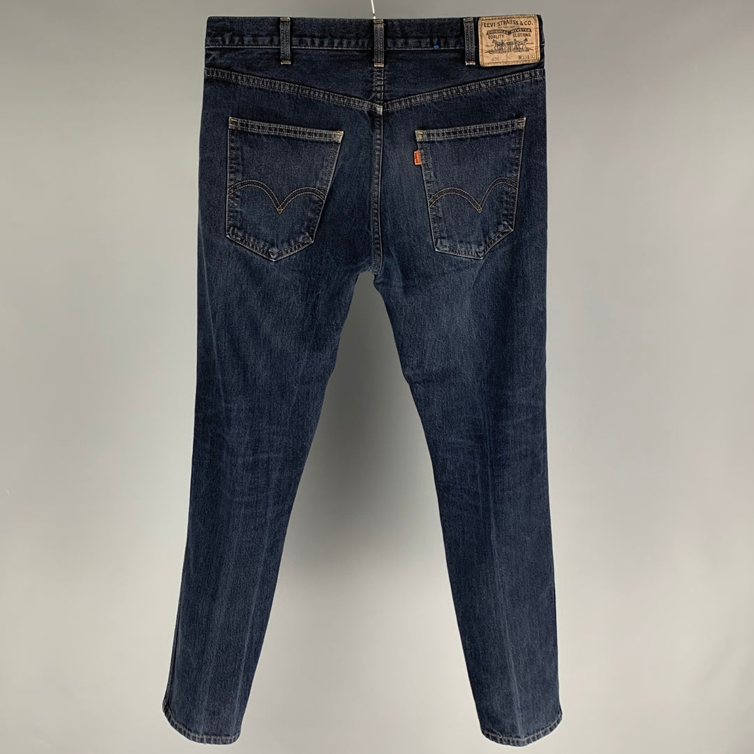 LEVI'S Size 33 Dark Blue Contrast Stitch Cotton Jeans