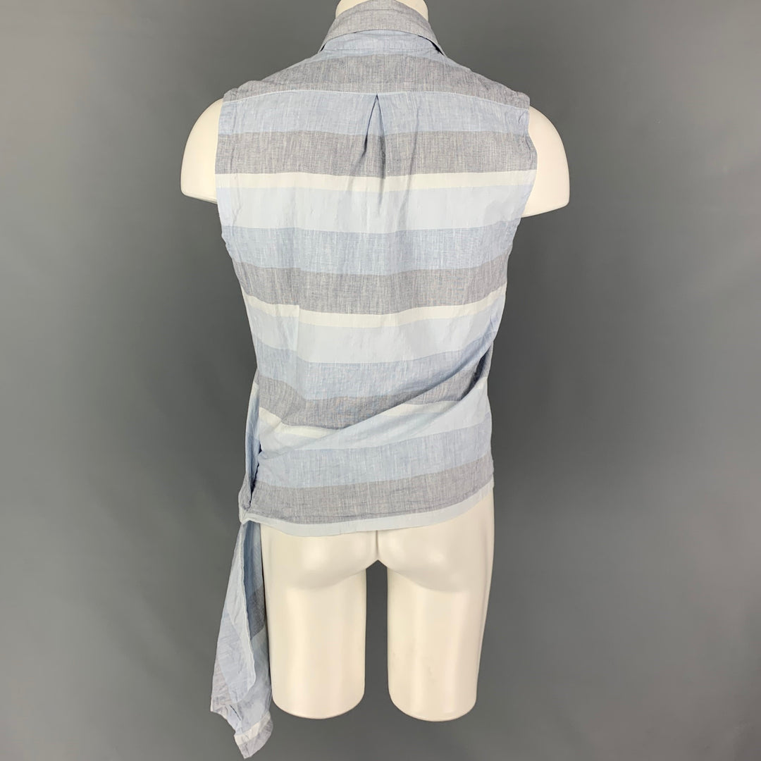 HOUSE OF THE VERY ISLAND'S Taille S Chemise à manches courtes à rayures bleu clair et gris
