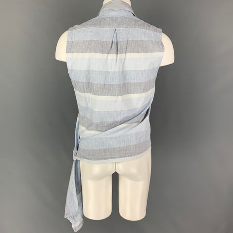 HOUSE OF THE VERY ISLAND'S Size S Light Blue Grey Stripe Short Sleeve Shirt