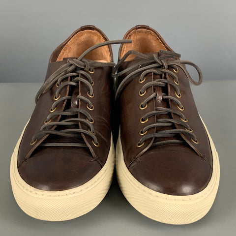 BUTTERO Taille 11 Chaussures basses à lacets en cuir crème marron