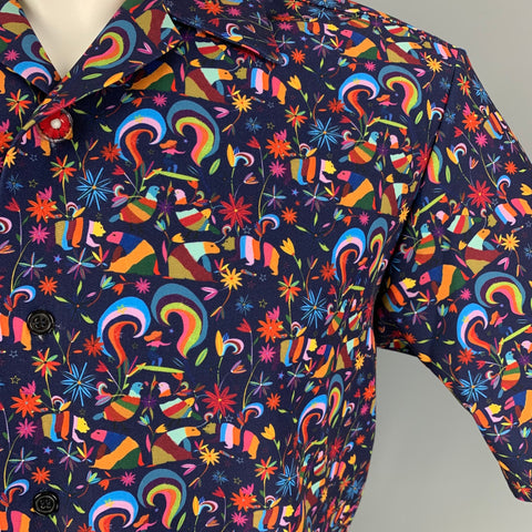 JONATHAN COHEN Size XS Multi-Color Print Silk Camp Short Sleeve Shirt