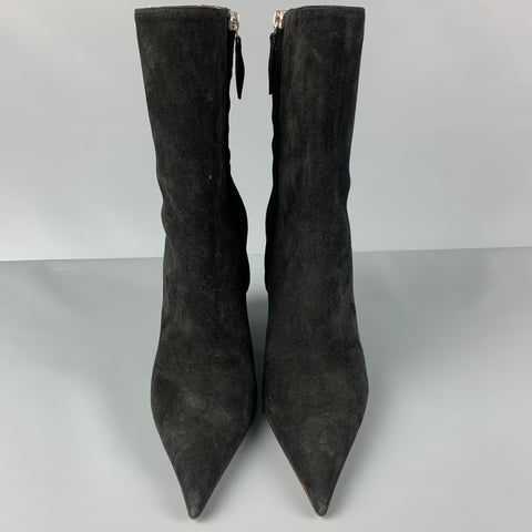 AMINA MUADDI Size 8 Black Suede Wedge Boots