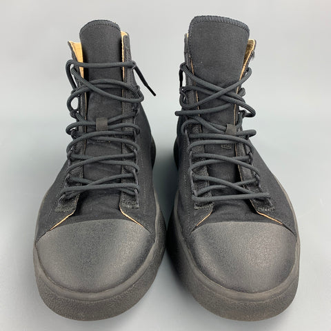 Y-3 Bashyo Size 9.5 Core Black Canvas High Top Sneakers
