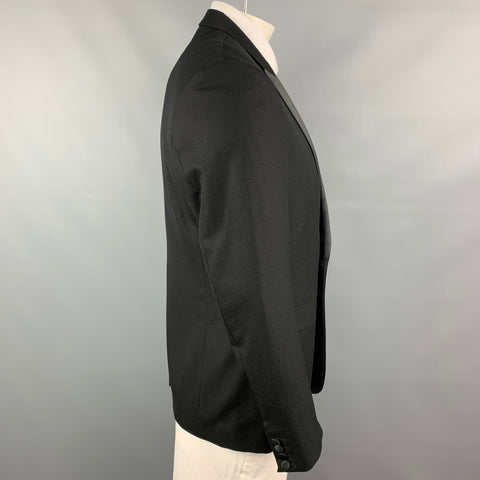 SANDRO Size 44 Black Wool Tuxedo Peak Lapel Sport Coat
