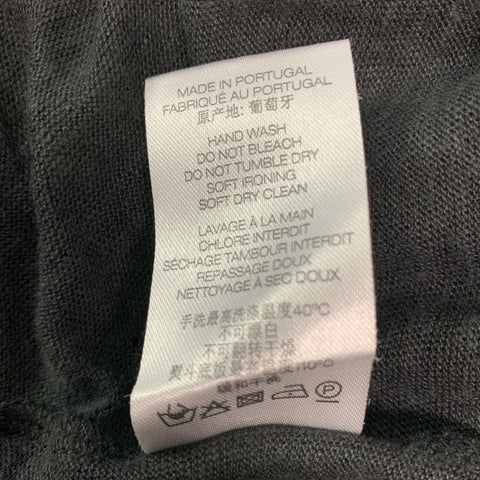 IRO Size S Black Distressed Linen Crew-Neck T-shirt