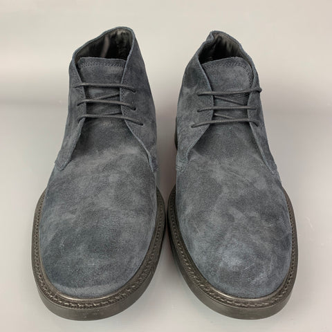TOD'S Size 11 Navy Leather Lace Up Chukka Boots