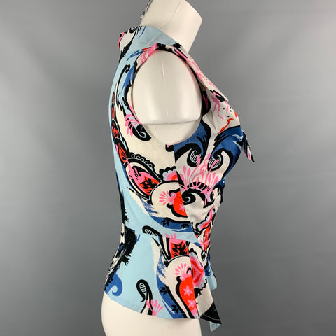 VIVIENNE WESTWOOD ANGLOMANIA Size 4 Multi-Color Abstract Cotton Peplum Blouse