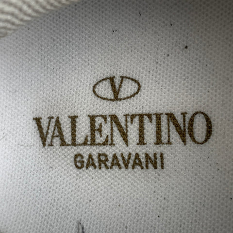 VALENTINO Size 12 White & Light Grey Leather Lace Up Sneakers