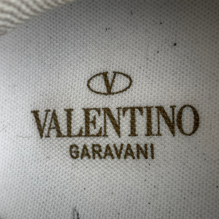 VALENTINO Taille 12 Baskets à lacets en cuir blanc et gris clair