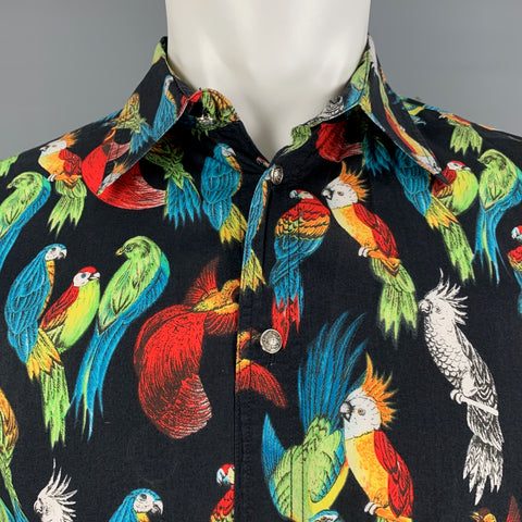 VERSACE JEANS COUTURE Size M Black Multi-Color Paradise Long Sleeve Shirt