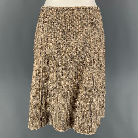 PRADA Size 4 Light Gray Beige Textured Single Button Skirt Suit