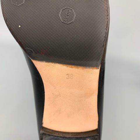 MANOLO BLAHNIK Talla 8 Zapatos planos de cuero negro
