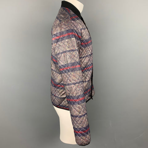 LEVI'S Size L Blue & Red Plaid Quilted Nylon Buttoned Jacket