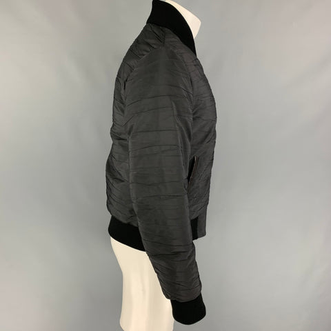 VIKTOR & ROLF Size 38 Black Ruched Polyester Zip Up Jacket