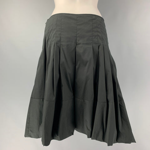 PRADA Taille 4 Jupe circulaire plissée en coton mélangé noir