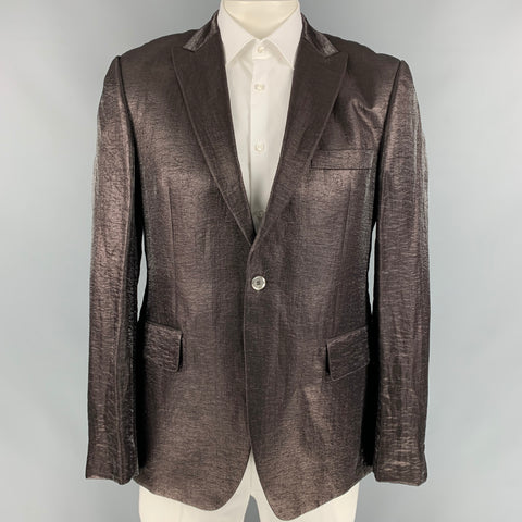 JOHN RICHMOND The Blitz Size 42 Brown Metallic Peak Lapel Sport Coat