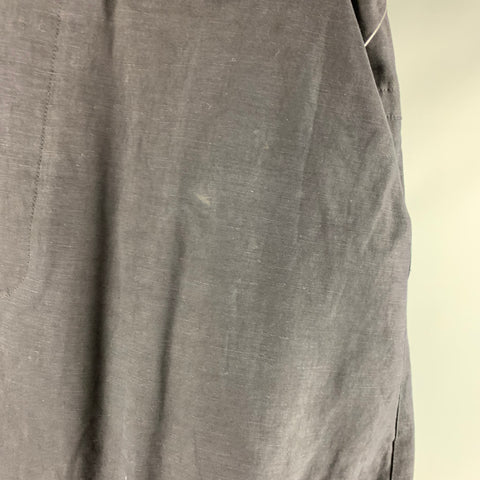 ISABEL BENENATO Size 32 Navy Cotton Linen Elastic Waistband Casual Pants