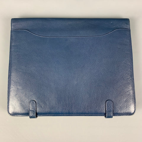 IL BISONTE Blue Pebble Grain Leather Briefcase