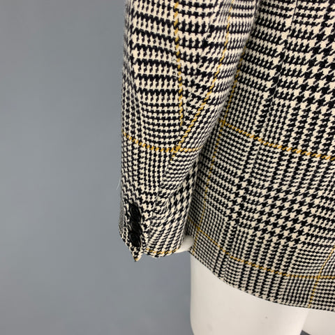 BYBLOS Size 16 Black White Houndstooth Jacket Blazer
