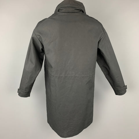 WHYRED Size XXL Black Cotton Patch Pocket Hooded Coat