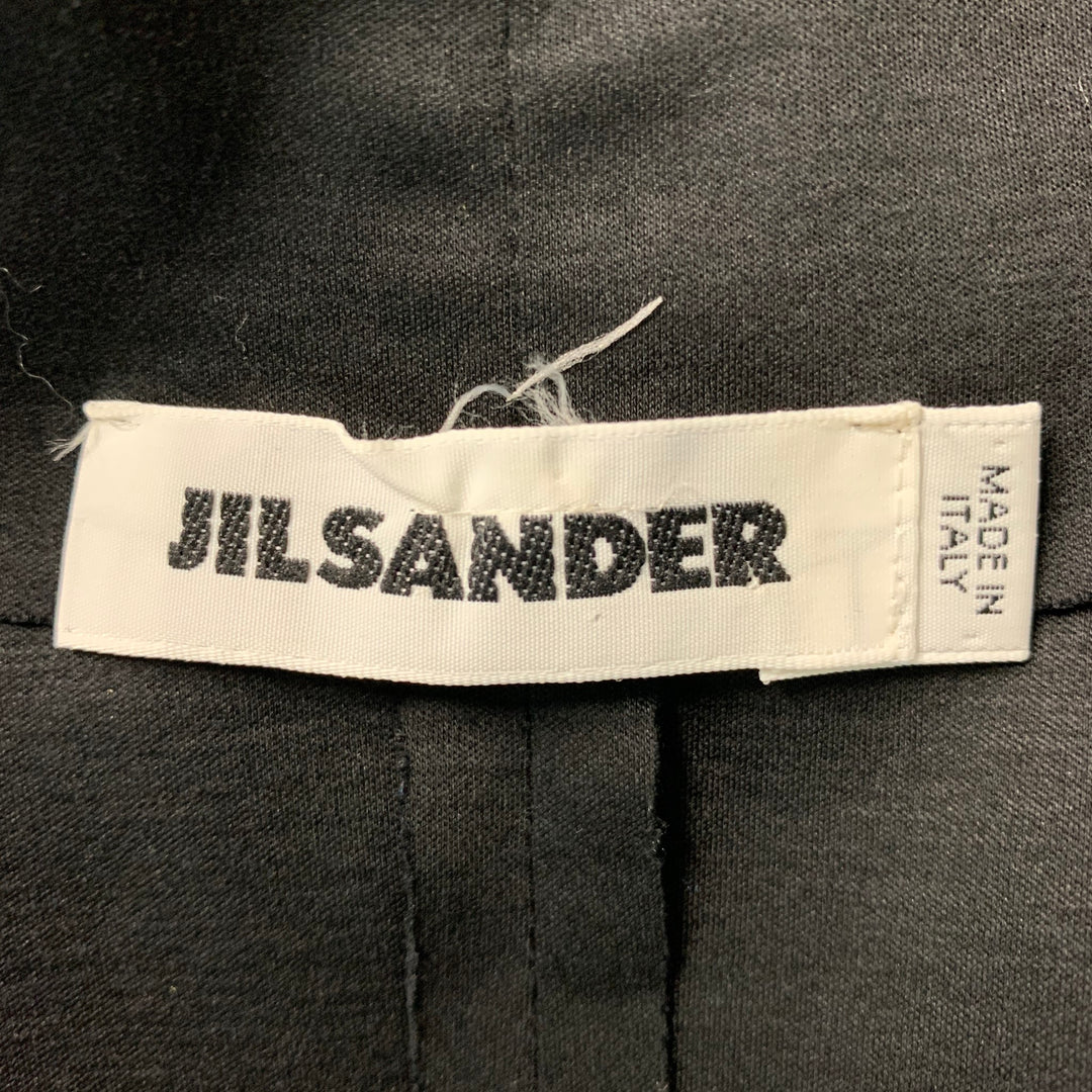 JIL SANDER Talla 4 Vestido negro con mangas japonesas de algodón