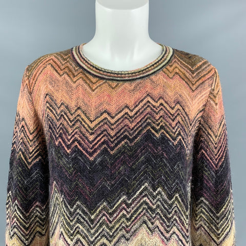 MISSONI Size 10 Multi-Color Wool Blend Knitted Dress Top