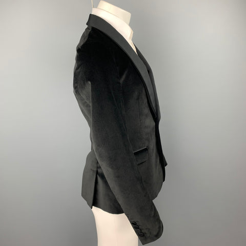 GUCCI Size 38 Regular Black Velvet Shawl Collar Sport Coat