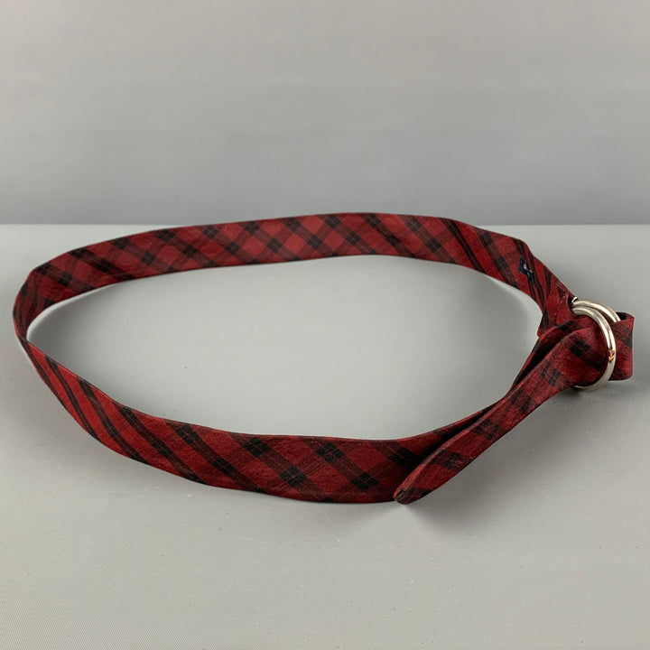 GANT Size One Size Burgundy Black Plaid Ribbon Belt