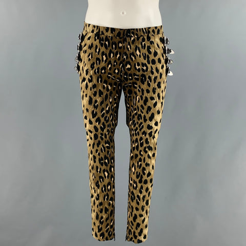DSQUARED2 Size 32 Brown Black Animal Print Cotton Elastane Dress Pants