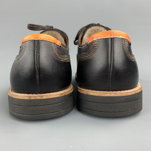 PAUL SMITH JEANS Skull Size US 9 Black Leather Cap Toe Lace Up Shoes