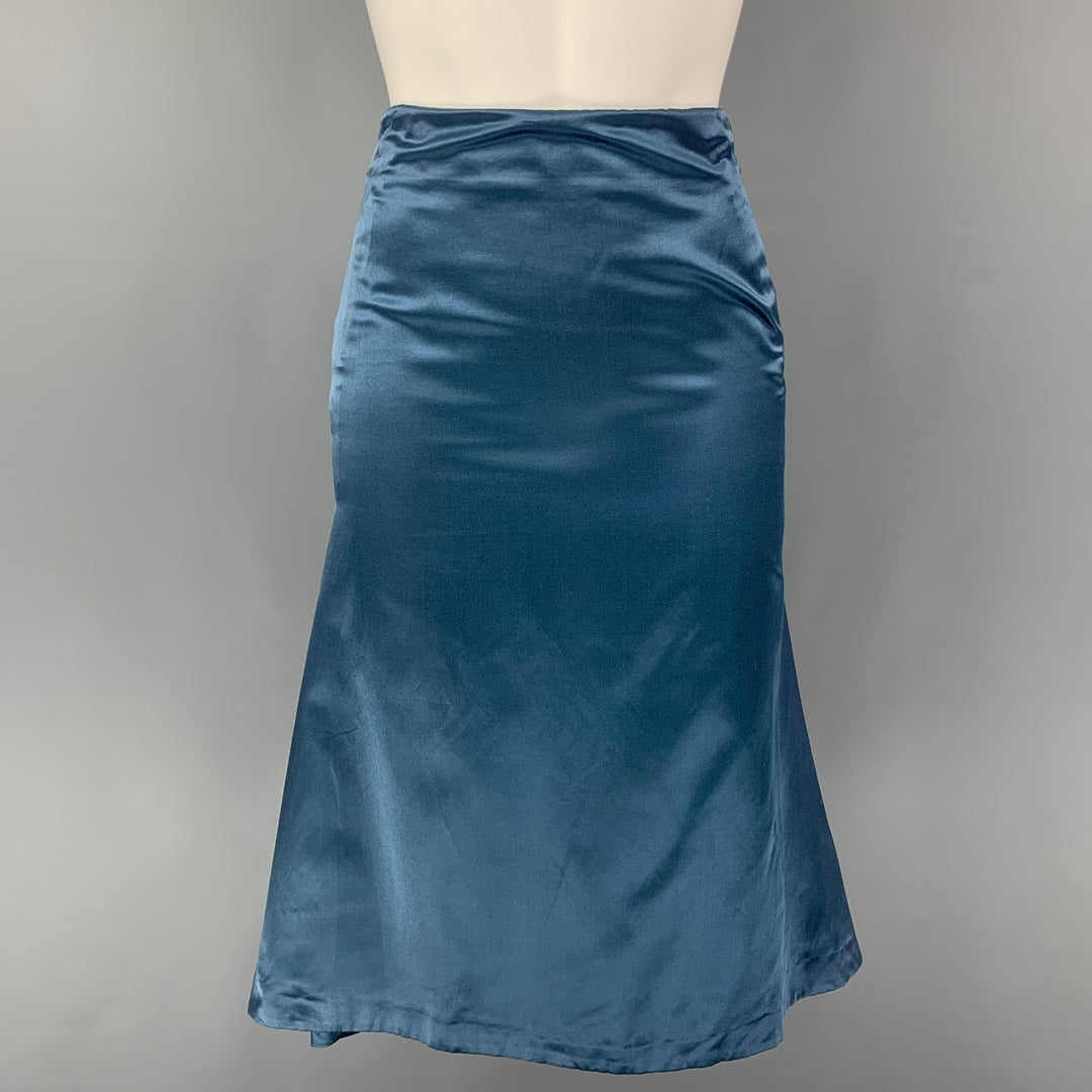 ALEXANDER MCQUEEN Size 2 Blue Silk Cotton Pleated Skirt