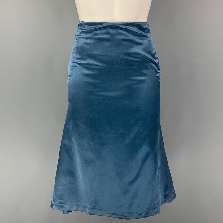ALEXANDER MCQUEEN Size 2 Blue Silk Cotton Pleated Skirt
