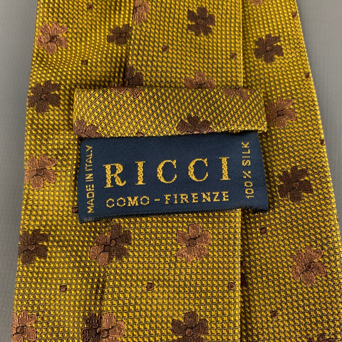 RICCI Gold Purple Floral Silk Tie