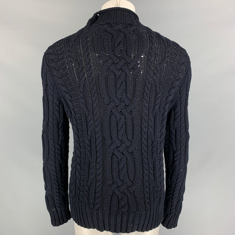 POLO by RALPH LAUREN Navy Cable Knit Cotton Mock Turtleneck Sweater