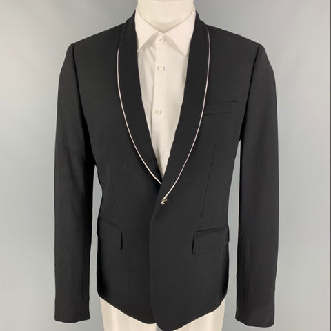 THE KOOPLES Talla 38 Abrigo deportivo con cuello chal de lana blanco negro