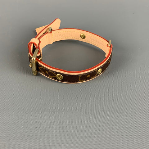 LOUIS VUITTON Dog Collar Brown Beige Monogram Coated Leather Goods