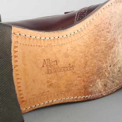 ALLEN EDMONDS Size 9.5 Burgundy Brogue Leather Eyelash Tassel BRIDGETON Loafers