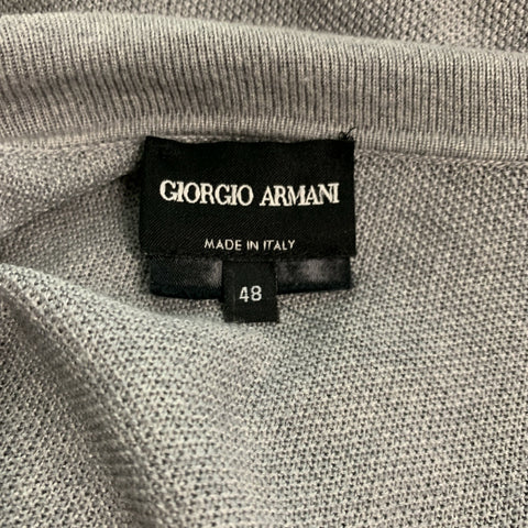 GIORGIO ARMANI Taille 12 Polo col en V en soie grise