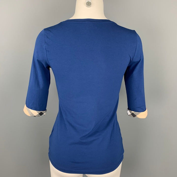 BURBERRY Talla XS Camiseta de mezcla de algodón azul