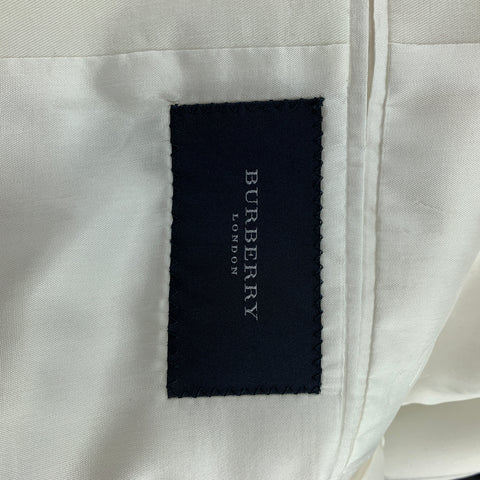 BURBERRY LONDON Size 38 White Cotton Notch Lapel Sport Coat