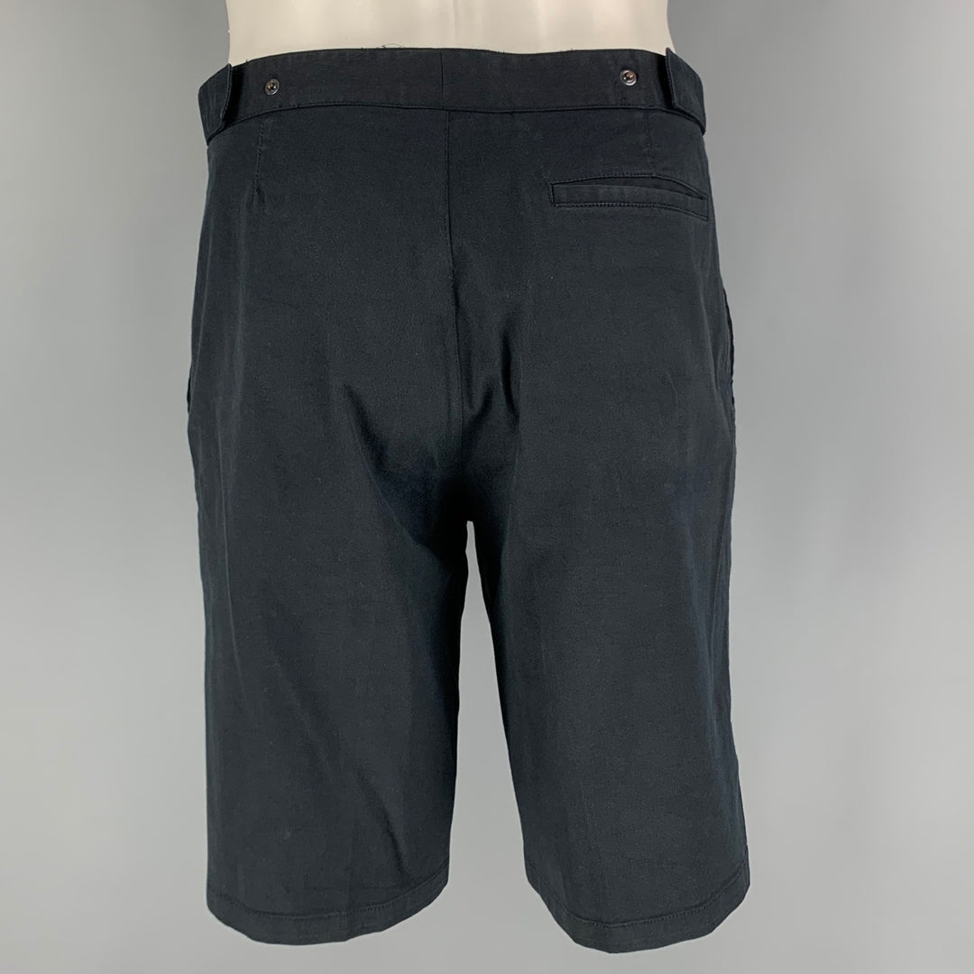 PRADA Size 34 Navy Cotton Blend Flat Front Shorts