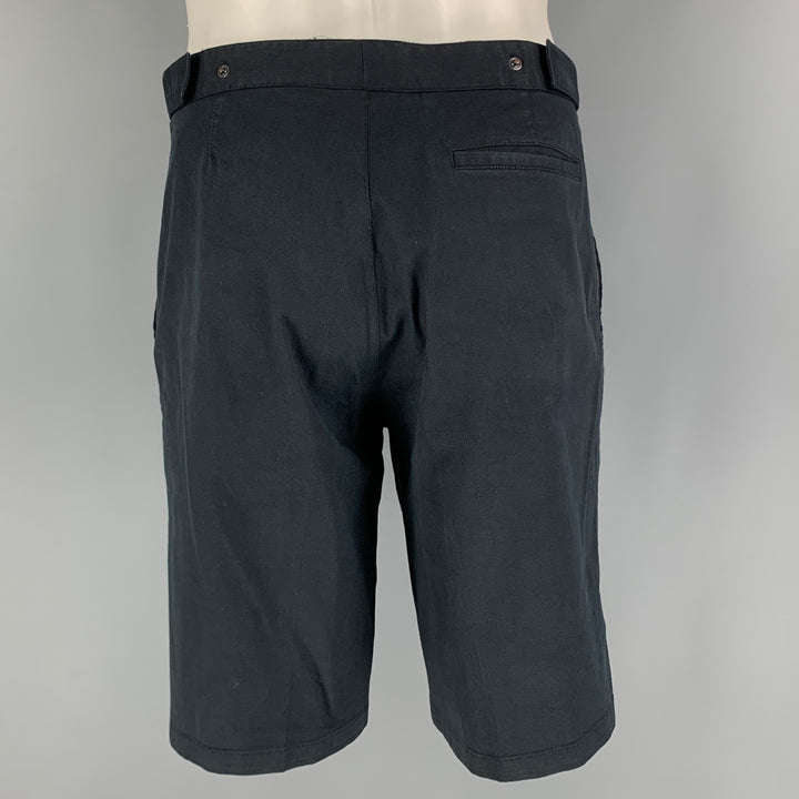 PRADA Talla 34 Pantalones cortos de mezcla de algodón azul marino con parte delantera plana