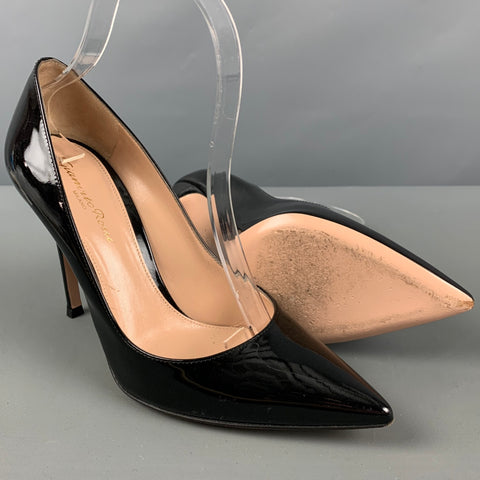 GIANVITO ROSSI Size 7.5 Black Patent Leather Classic Pumps